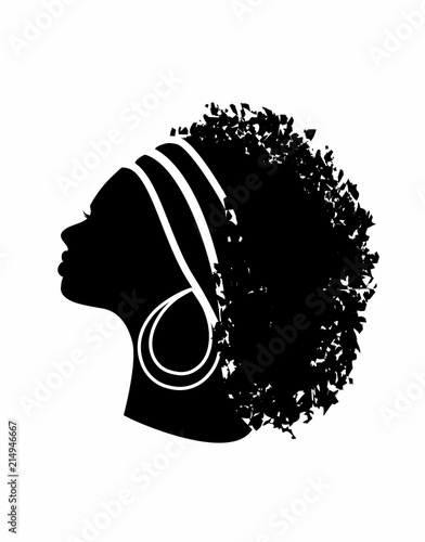 profile of an African woman with long hair