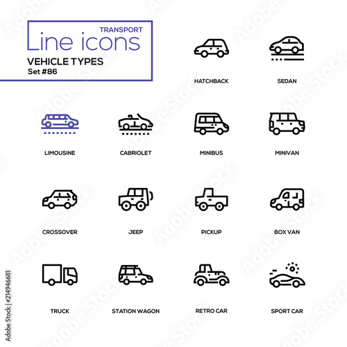 Vehicle types - line design icons set