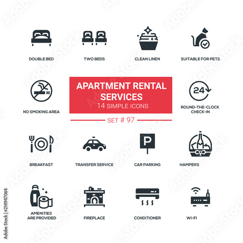 Apartment rental service - flat design style icons set