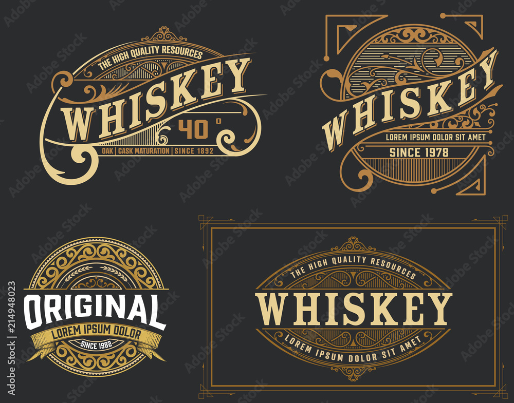 Set of 4 vintage label. Western style