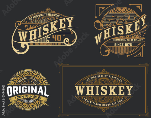 Set of 4 vintage label. Western style