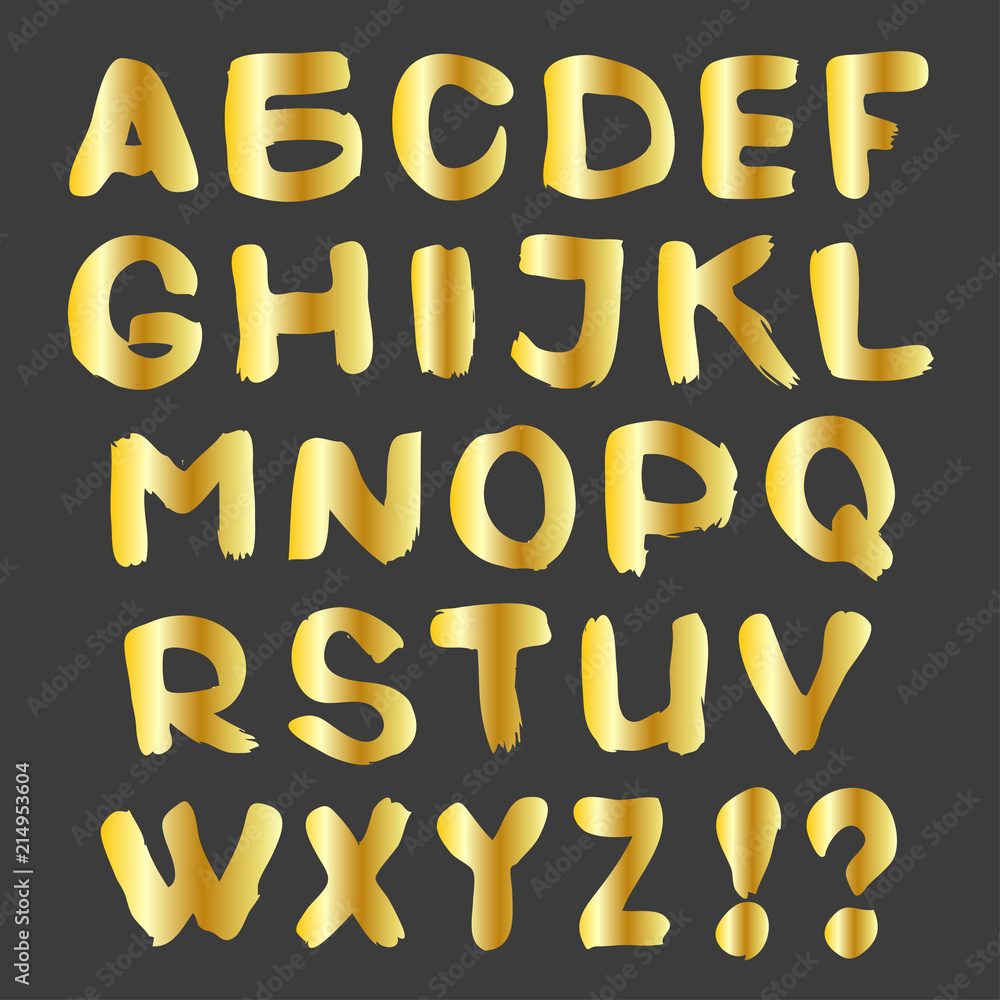Gold alphabet on a dark background. Vector illustration. Gold alphabet on a dark background. Vector illustration.