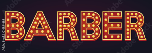 Barber banner alphabet sign marquee light bulb vintage