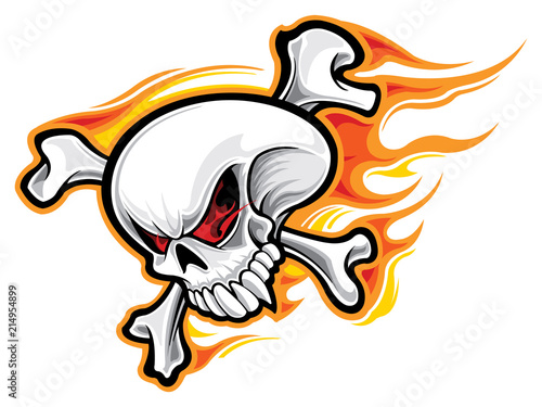 Skull with flames