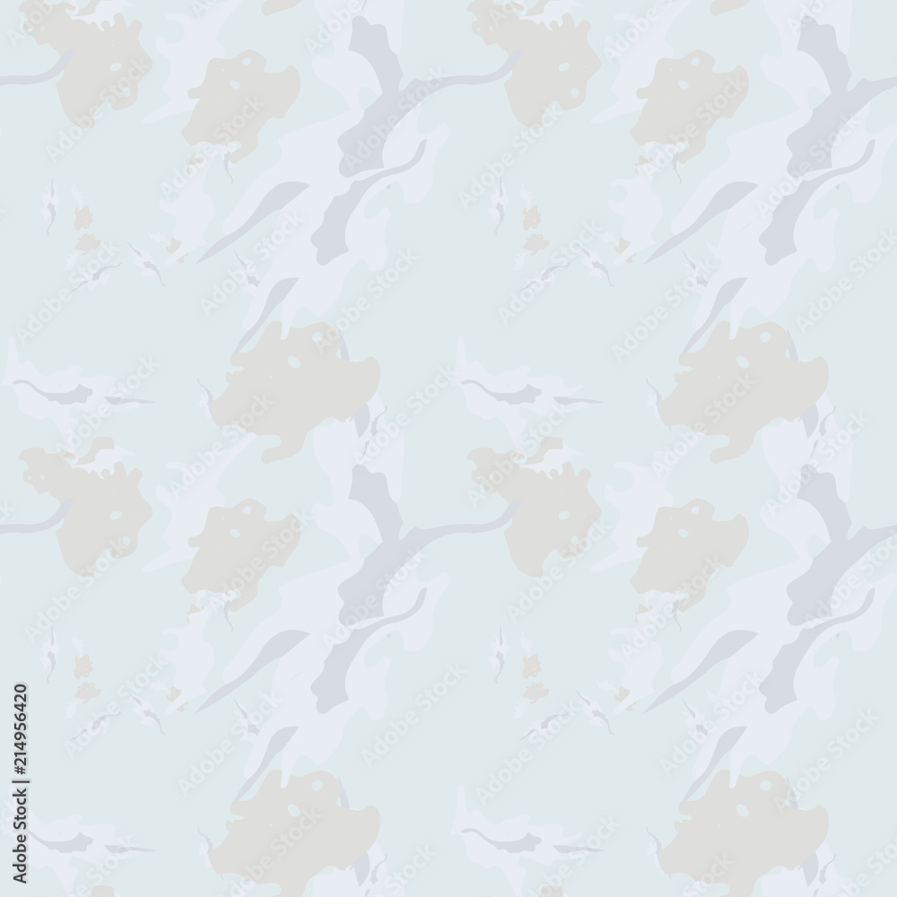 Military camouflage seamless pattern in light blue, beige and different shades of grey color Military camouflage seamless pattern in light blue, beige and different shades of grey color