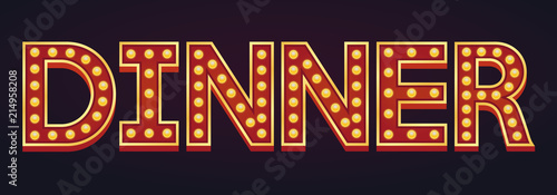 DINNER banner alphabet sign marquee light bulb vintage