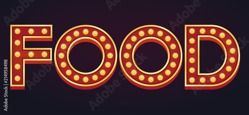 Food banner alphabet sign marquee light bulb vintage