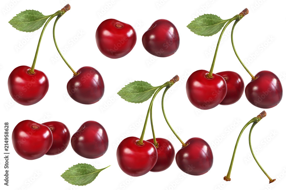Cherry with an elements isolated on white for your design Cherry with an elements isolated on white for your design