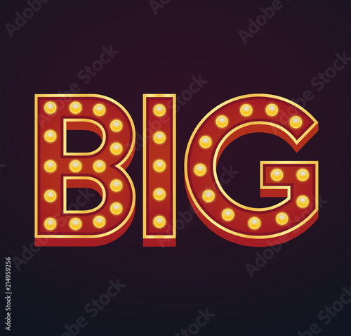 Big banner alphabet sign marquee light bulb vintage