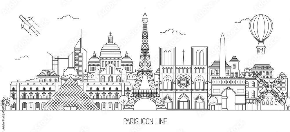 Paris skyline vector illustration