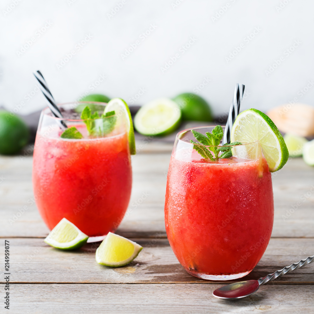 Alcohol drink red watermelon cocktail for summer days Alcohol drink red watermelon cocktail for summer days