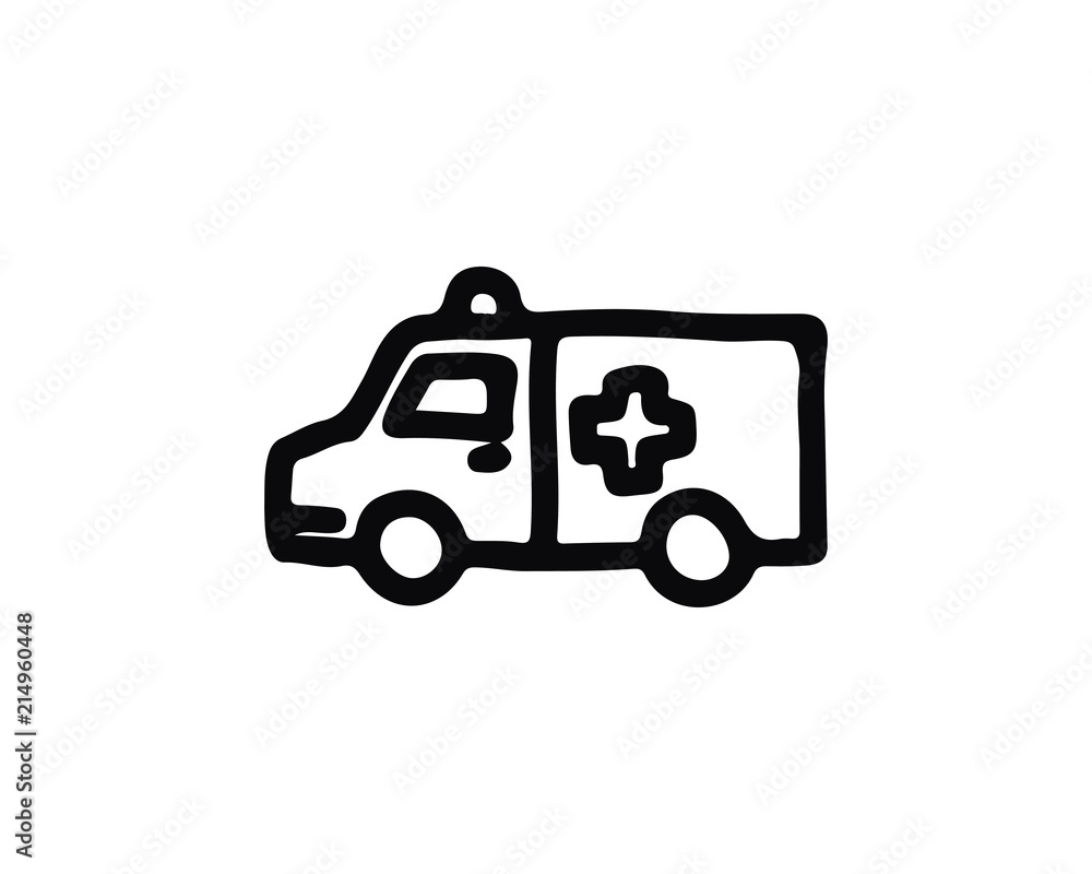ambulance icon hand drawn design illustration,designed for web and app