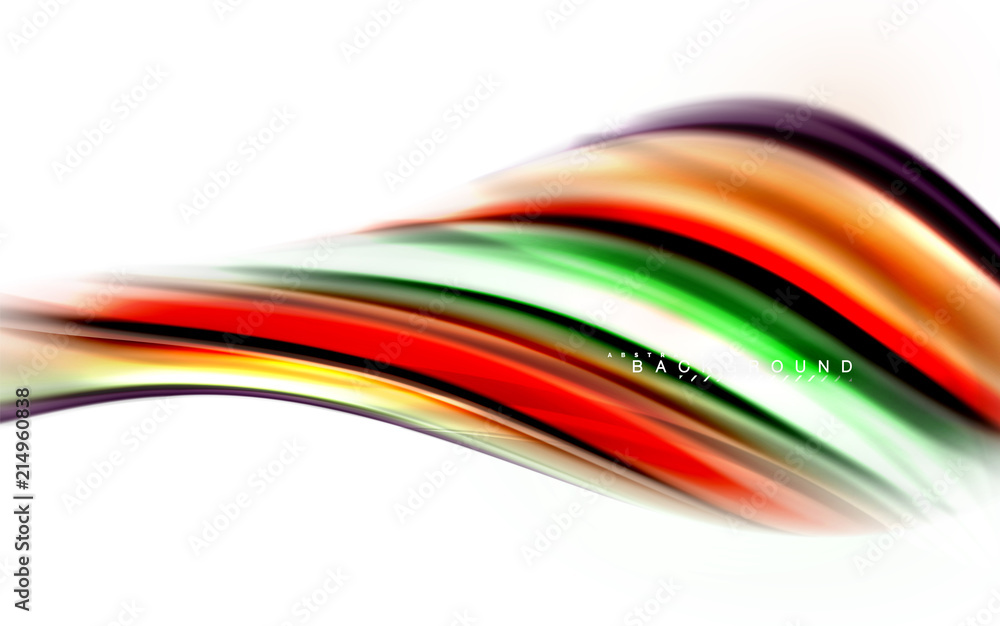 Fluid liquid mixing colors concept on light grey background, wave and swirl curve flow line, trendy abstract layout template for business presentation, app wallpaper banner, poster or wallpaper Fluid liquid mixing colors concept on light grey background, wave and swirl curve flow line, trendy abstract layout template for business presentation, app wallpaper banner, poster or wallpaper