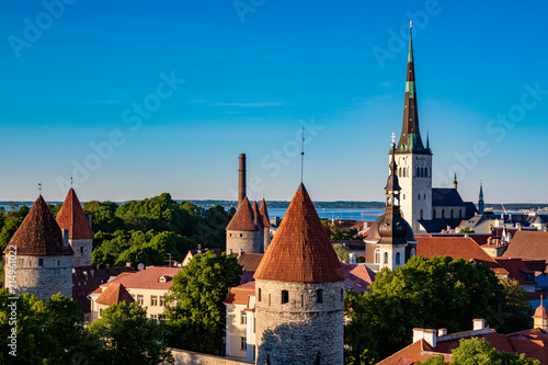 View to old city of Tallinn, Estonia on a nice sunny evening.