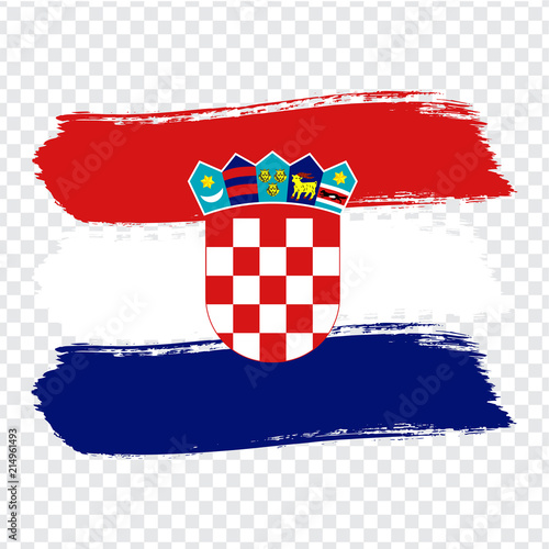 Flag of Republic Croatia, brush stroke background.  Flag of Republic Croatia on transparent background. Stock vector. Vector illustration EPS10. photo