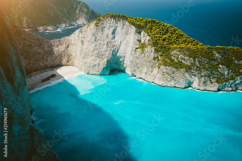 Navagio beach with Shipwreck on the beach with turquoise water. Famous landmark location of Zakynthos island in the world, Greece © Igor Tichonow