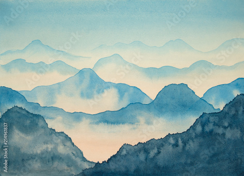 Obraz Akwarela góry i niebo