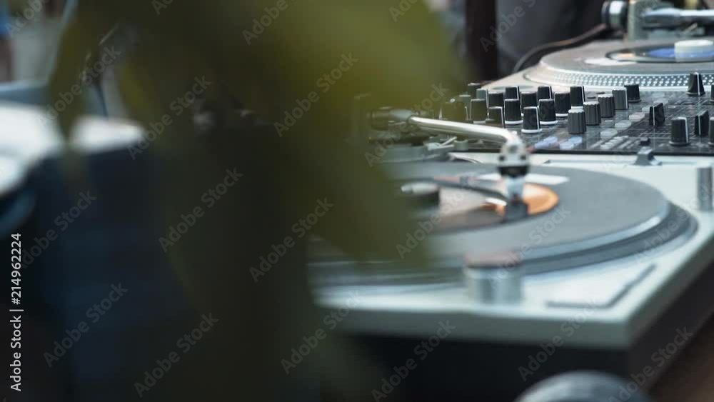 LP playing on a DJ setup during an open air event. Shot on the Sony A7SII in 50fps. LP playing on a DJ setup during an open air event. Shot on the Sony A7SII in 50fps.