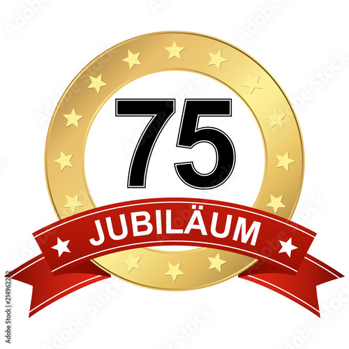 Jubilee button with banner 75 years