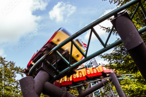 Rollercocaster ride in Bakken amusement park in Denmark