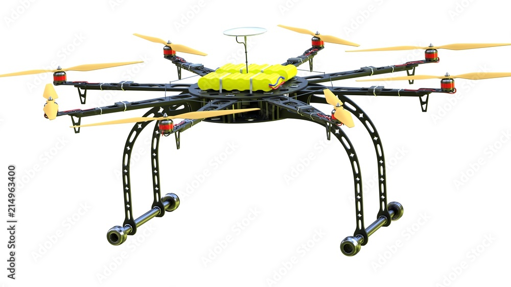 Close-up of a drone on white background