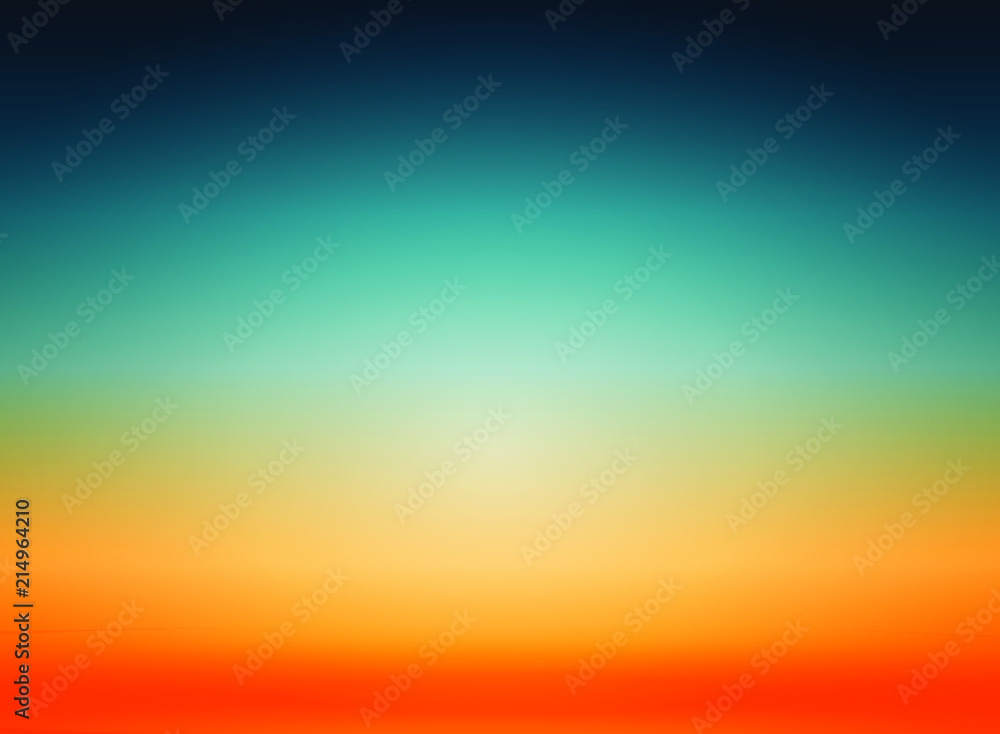 Sunset Blurred Vector Background. Orange and blue Gradient.