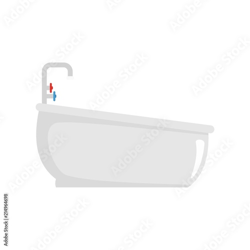 Bathtube with water tap icon. Flat illustration of bathtube with water tap vector icon for web isolated on white