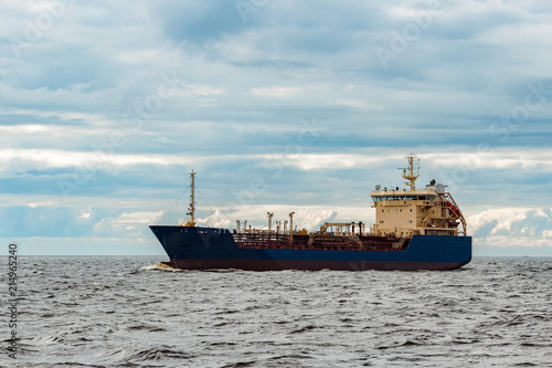 Blue cargo tanker ship