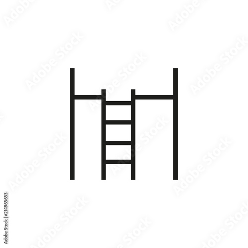 Ladder on construction site line icon. Stepladder, wall, leaning. Construction site concept. Vector illustration can be used for topics like industry, home improvement, renovation