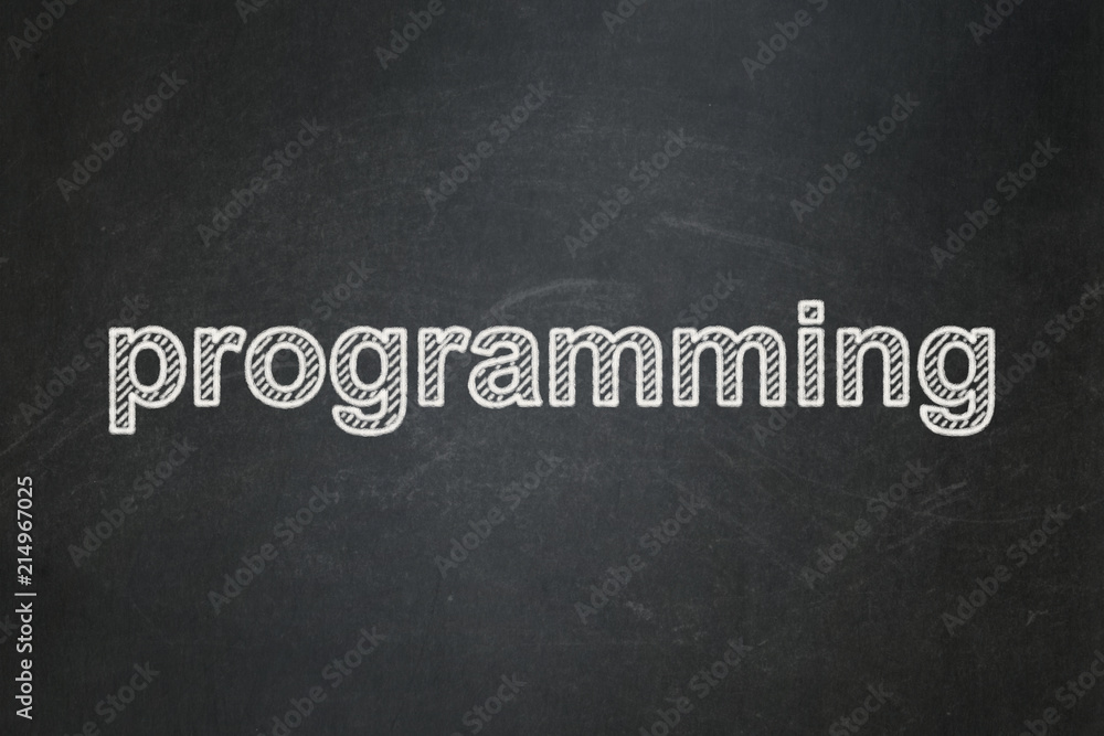 Obraz premium Programming concept: text Programming on Black chalkboard background