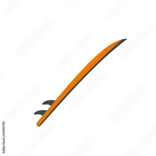 Side view of surfboard icon. Flat illustration of side view of surfboard vector icon for web isolated on white