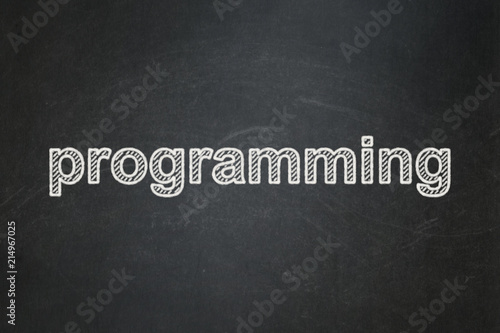 Programming concept: text Programming on Black chalkboard background