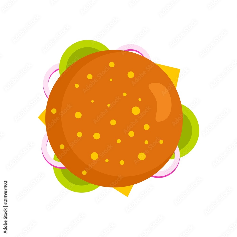 Top view burger icon. Flat illustration of top view burger vector icon for web isolated on white Top view burger icon. Flat illustration of top view burger vector icon for web isolated on white