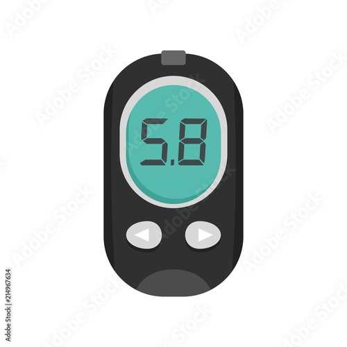 Blood glucose meter icon. Flat illustration of blood glucose meter vector icon for web isolated on white