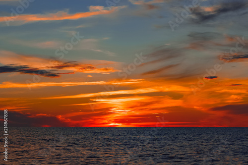 Romantic sunset over the sea