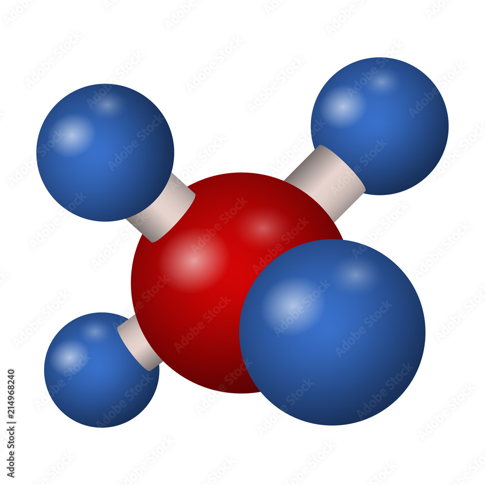 Vettoriale Stock Chemical formula of methane. 3D model molecule CH4 ...