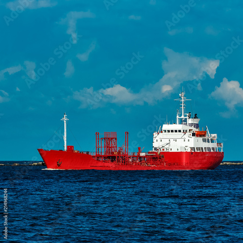 Red tanker ship