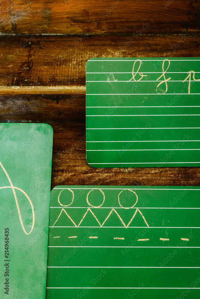 Fototapeta premium Blackboard to learn to write with marks