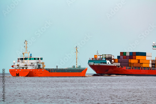 Orange cargo ship