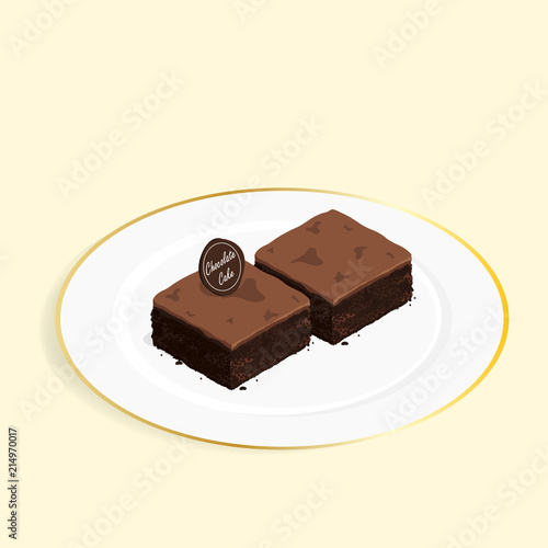 isometric brownie chocolate cake vector