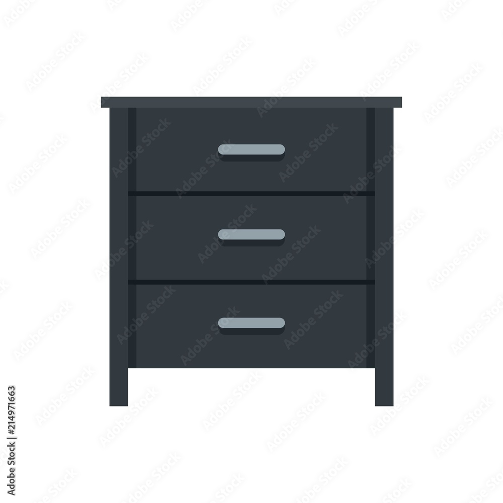 Black nightstand icon. Flat illustration of black nightstand vector icon for web isolated on white Black nightstand icon. Flat illustration of black nightstand vector icon for web isolated on white