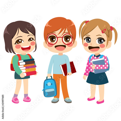 Three cute friendly childre...