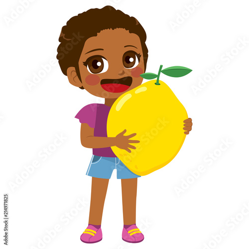 Cute little black girl hold...