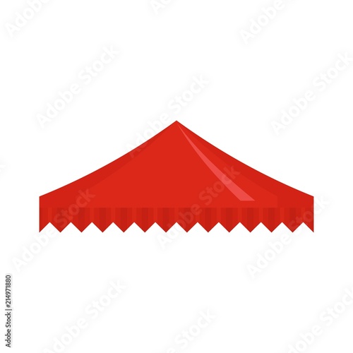Red flag tent icon. Flat illustration of red flag tent vector icon for web isolated on white