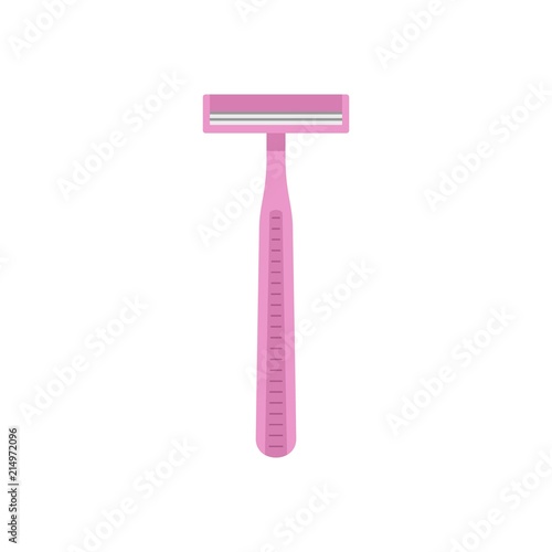 Pink woman razor icon. Flat illustration of pink woman razor vector icon for web isolated on white