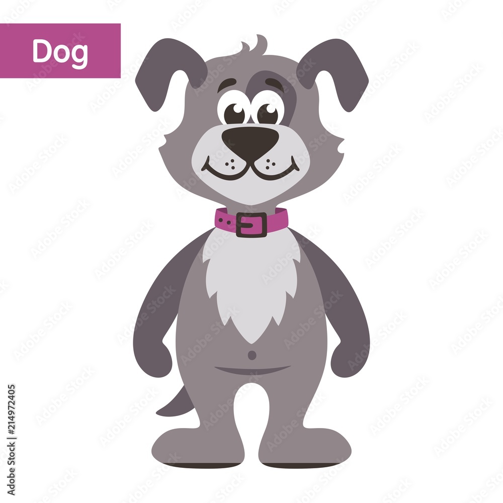 Gray dog. Cartoon character on white background. Vector illustration. Gray dog. Cartoon character on white background. Vector illustration.