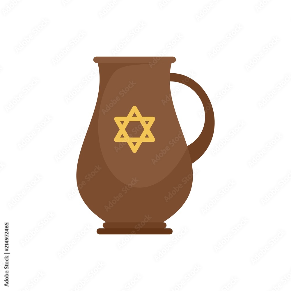 Jewish jug icon. Flat illustration of jewish jug vector icon for web isolated on white