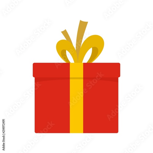 Red giftbox icon. Flat illustration of red giftbox vector icon for web isolated on white