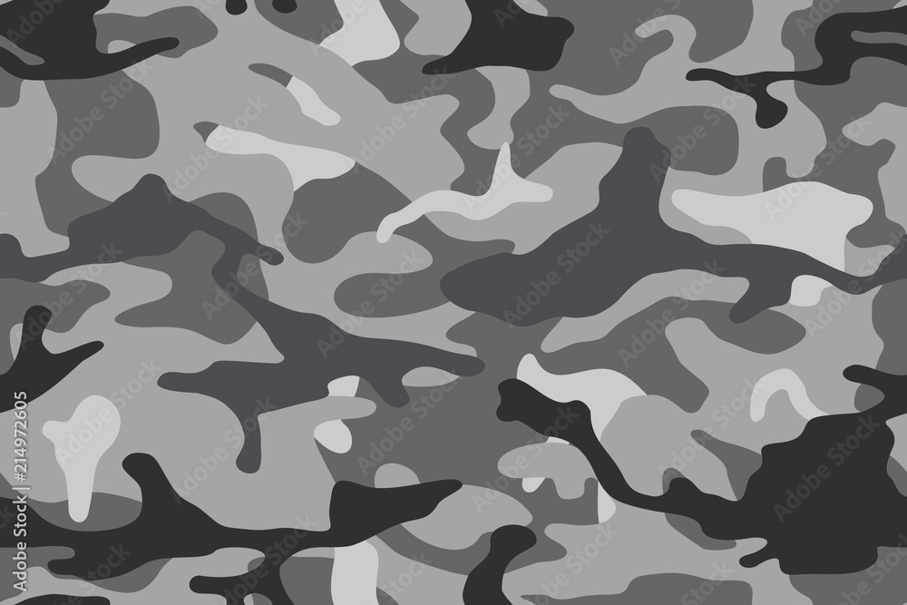 Camouflage pattern background seamless vector illustration. Classic clothing style masking camo. Grey black and white. Camouflage pattern background seamless vector illustration. Classic clothing style masking camo. Grey black and white.