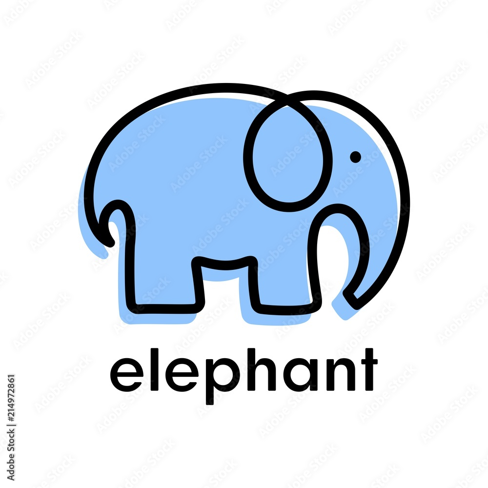 Simple modern Elephant logo. Minimalism style. Blue elephant. Vector illustration. Simple modern Elephant logo. Minimalism style. Blue elephant. Vector illustration.